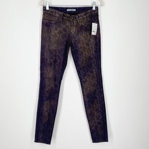 NWT Rich & Skinny Low Rise Indigo Green Snake Skin Print Skinny Jeans Women’s 26